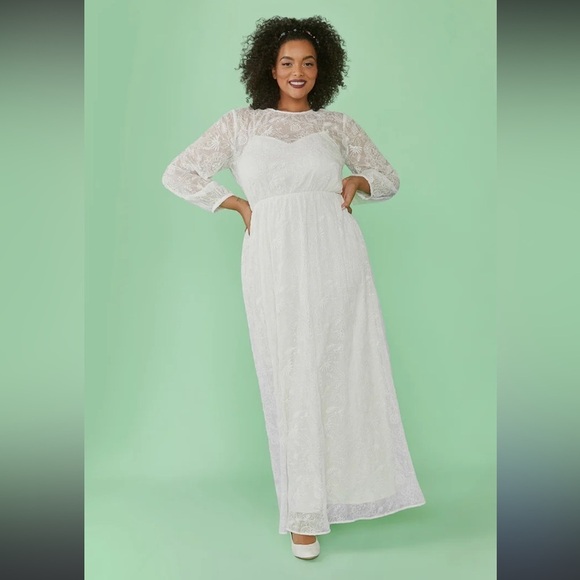 NWT ModCloth women’s white lace just the beginning maxi dress 1X wedding bridal - Picture 1 of 11